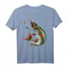 Angler T-Shirt mit Hecht beim Anbeißen - Perfektes Geschenk für Fischer zum Geburtstag, Weihnachten & Vatertag