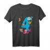 Kinder Geburtstags T-Shirt mit Fischen für 4 Jahre – Lustiges Meerestiere Outfit für Jungen und Mädchen zum Geburtstag, Kindergarten und Schule