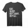 Angeln - Eat Sleep go fishing repeat Fisch T-Shirt – Perfekt für Angler, Fischer und Fischerei-Fans als Geschenk oder Freizeitoutfit