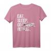 Angeln - Eat Sleep go fishing repeat Fisch T-Shirt – Perfekt für Angler, Fischer und Fischerei-Fans als Geschenk oder Freizeitoutfit