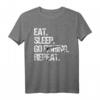 Angeln - Eat Sleep go fishing repeat Fisch T-Shirt – Perfekt für Angler, Fischer und Fischerei-Fans als Geschenk oder Freizeitoutfit