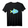 Fisch T-Shirt für Fischer & Angler – Angler-Silhouette in Blau und Grün, Klassisch geschnitten, Perfekt für Hobbyangler am Wasser