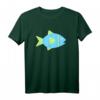 Fisch T-Shirt für Fischer & Angler – Angler-Silhouette in Blau und Grün, Klassisch geschnitten, Perfekt für Hobbyangler am Wasser