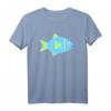 Fisch T-Shirt für Fischer & Angler – Angler-Silhouette in Blau und Grün, Klassisch geschnitten, Perfekt für Hobbyangler am Wasser