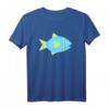 Fisch T-Shirt für Fischer & Angler – Angler-Silhouette in Blau und Grün, Klassisch geschnitten, Perfekt für Hobbyangler am Wasser