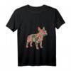 Französische Bulldogge Blume Floral Frenchie Hund Silhouette T-Shirt mit V-Ausschnitt – Perfekt für Hundeliebhaber, Sommer & Urlaub