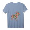 Französische Bulldogge Blume Floral Frenchie Hund Silhouette T-Shirt mit V-Ausschnitt – Perfekt für Hundeliebhaber, Sommer & Urlaub
