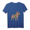 Französische Bulldogge Blume Floral Frenchie Hund Silhouette T-Shirt mit V-Ausschnitt – Perfekt für Hundeliebhaber, Sommer & Urlaub