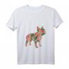 Französische Bulldogge Blume Floral Frenchie Hund Silhouette T-Shirt mit V-Ausschnitt – Perfekt für Hundeliebhaber, Sommer & Urlaub