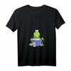 Damen V-Ausschnitt T-Shirt mit Frosch in Teetasse – Lustiges Comic Style Tee für Teeliebhaber, Kinder & Froschfans