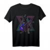 Schwarze Katze spielt die E-Gitarre T-Shirt – Retro 80er/90er Jahre Rock-Design für Katzen- und Musikfans