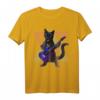 Schwarze Katze spielt die E-Gitarre T-Shirt – Retro 80er/90er Jahre Rock-Design für Katzen- und Musikfans