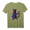 Schwarze Katze spielt die E-Gitarre T-Shirt – Retro 80er/90er Jahre Rock-Design für Katzen- und Musikfans