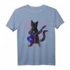 Schwarze Katze spielt die E-Gitarre T-Shirt – Retro 80er/90er Jahre Rock-Design für Katzen- und Musikfans