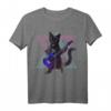 Schwarze Katze spielt die E-Gitarre T-Shirt – Retro 80er/90er Jahre Rock-Design für Katzen- und Musikfans