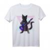 Schwarze Katze spielt die E-Gitarre T-Shirt – Retro 80er/90er Jahre Rock-Design für Katzen- und Musikfans