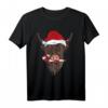 Weihnachten Schottisches Hochlandrind Kuh T-Shirt mit Weihnachtsmütze und Zuckerstange – Festliches Tiermotiv für Tier- und Weihnachtsliebhaber