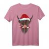 Weihnachten Schottisches Hochlandrind Kuh T-Shirt mit Weihnachtsmütze und Zuckerstange – Festliches Tiermotiv für Tier- und Weihnachtsliebhaber