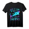 Nur ein Mädchen, das Haie liebt - Niedliches Hai-Liebhaber T-Shirt für Frauen und Mädchen, perfekte Geschenkidee für Meerestier-Fans