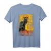 Vintage schwarze Katze Tour du Chat Noir T-Shirt für Halloween, Paris-Liebhaber, Tier- und Katzenfans, Damen, Herren & Kinder