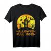 Lustiges Halloween T-Shirt mit Vollmond, Hexe, Fledermaus, Skelett & Kürbis - Perfekt für Partys, Kostüme & Dekorationen