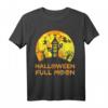 Lustiges Halloween T-Shirt mit Vollmond, Hexe, Fledermaus, Skelett & Kürbis - Perfekt für Partys, Kostüme & Dekorationen