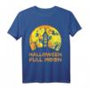 Lustiges Halloween T-Shirt mit Vollmond, Hexe, Fledermaus, Skelett & Kürbis - Perfekt für Partys, Kostüme & Dekorationen