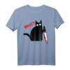 Lustige schwarze Katze mit Messer T-Shirt – Perfekt für Halloween, Kostüm-Partys und Katzenliebhaber mit Humor