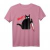 Lustige schwarze Katze mit Messer T-Shirt – Perfekt für Halloween, Kostüm-Partys und Katzenliebhaber mit Humor