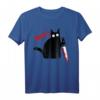 Lustige schwarze Katze mit Messer T-Shirt – Perfekt für Halloween, Kostüm-Partys und Katzenliebhaber mit Humor