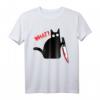Lustige schwarze Katze mit Messer T-Shirt – Perfekt für Halloween, Kostüm-Partys und Katzenliebhaber mit Humor