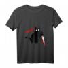 Lustiges schwarzes Katzen T-Shirt mit Messer – Perfekt für Halloween, Kostümpartys & Katzenliebhaber