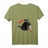 Lustiges schwarzes Katzen T-Shirt mit Messer – Perfekt für Halloween, Kostümpartys & Katzenliebhaber