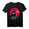 Cat What? - Lustiges schwarzes Katzen T-Shirt mit Knochen, ideales Geschenk für Katzenliebhaber, Halloween, Weihnachten & Valentinstag