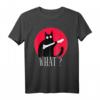 Cat What? - Lustiges schwarzes Katzen T-Shirt mit Knochen, ideales Geschenk für Katzenliebhaber, Halloween, Weihnachten & Valentinstag