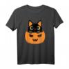 HapFrog T-Shirt für Katzenliebhaber & Halloween Fans – Lustiges Katzen- und Herbst-Shirt als Geschenkidee für Mutter, Tochter, Oma oder Opa