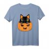 HapFrog T-Shirt für Katzenliebhaber & Halloween Fans – Lustiges Katzen- und Herbst-Shirt als Geschenkidee für Mutter, Tochter, Oma oder Opa