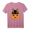 HapFrog T-Shirt für Katzenliebhaber & Halloween Fans – Lustiges Katzen- und Herbst-Shirt als Geschenkidee für Mutter, Tochter, Oma oder Opa