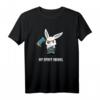 Killer Bunny Is My Spirit Animal - Lustiges Halloween Kaninchen T-Shirt mit Axt, Augenklappe & Latzhose