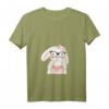 Damen Hase Nerd Brille Hippie Hipster Karnickel Kaninchen Häschen T-Shirt mit V-Ausschnitt – Lustiges Tiermotiv für Kinder, Ostern & Geburtstag