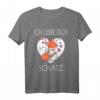 Ich liebe dich Schatz - Fuchs und Hase Pärchen T-Shirt für Verliebte, Valentinstag Geschenk, Süßes Tiermotiv