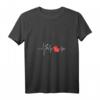 Damen Hund Katze Herzlinie EKG Pfote T-Shirt mit V-Ausschnitt – Lustiges Tierherzschlag Design für Katzen- und Hundeliebhaber, Geschenkidee für Tierfreunde