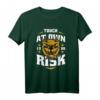Hund Bulldog Terrier Rottweiler Begleiter T-Shirt - Humorvolles Design 'touch at own risk' für Hundeliebhaber und Hundebesitzer