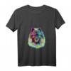 Damen Splash Hund Wolfsspitz T-Shirt mit V-Ausschnitt – Buntes Hundemotiv, witziges Geschenk für Herrchen und Frauchen