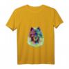 Damen Splash Hund Wolfsspitz T-Shirt mit V-Ausschnitt – Buntes Hundemotiv, witziges Geschenk für Herrchen und Frauchen