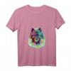 Damen Splash Hund Wolfsspitz T-Shirt mit V-Ausschnitt – Buntes Hundemotiv, witziges Geschenk für Herrchen und Frauchen