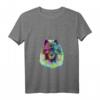 Damen Splash Hund Wolfsspitz T-Shirt mit V-Ausschnitt – Buntes Hundemotiv, witziges Geschenk für Herrchen und Frauchen