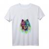 Damen Splash Hund Wolfsspitz T-Shirt mit V-Ausschnitt – Buntes Hundemotiv, witziges Geschenk für Herrchen und Frauchen