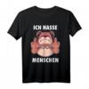 Ich hasse Menschen Hund T-Shirt – Sarkastisches Humorshirt mit Mittelfinger für Zyniker und Hunde-Liebhaber als Geschenk zu Weihnachten oder Geburtstag