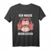 Ich hasse Menschen Hund T-Shirt – Sarkastisches Humorshirt mit Mittelfinger für Zyniker und Hunde-Liebhaber als Geschenk zu Weihnachten oder Geburtstag
